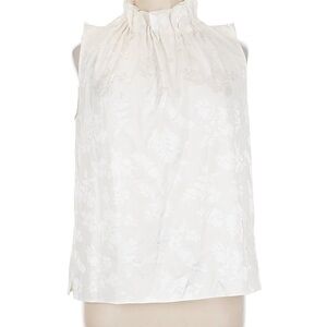 LOFT White Sleeveless High-Neck Floral Jacquard Camisole
